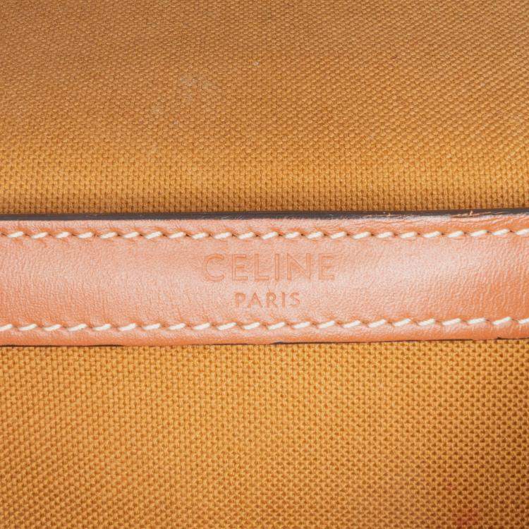 Pre Owned Celine Brown Medium Triomphe Coated Canvas Folco Crossbody