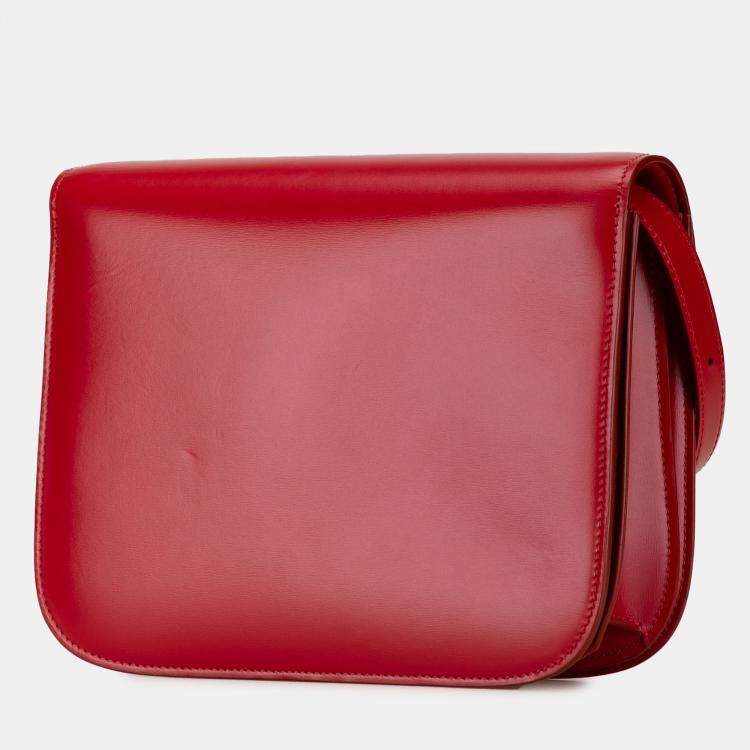 Pre Owned Celine Red Medium Calfskin Classic Box