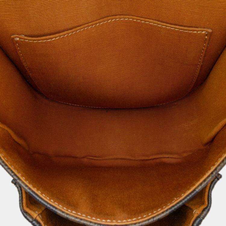 Pre Owned Celine Brown Medium Triomphe Coated Canvas Folco Crossbody