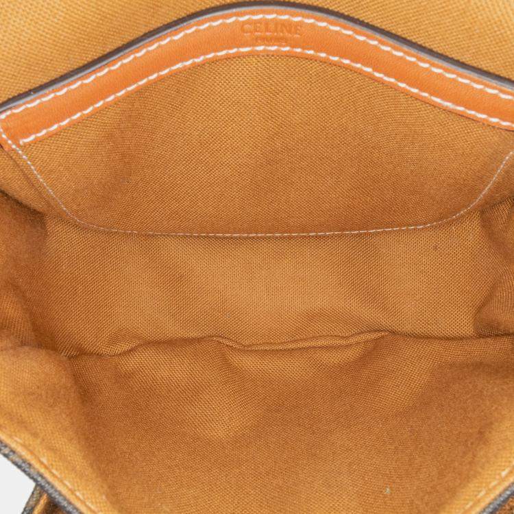 Pre Owned Celine Brown Medium Triomphe Coated Canvas Folco Crossbody