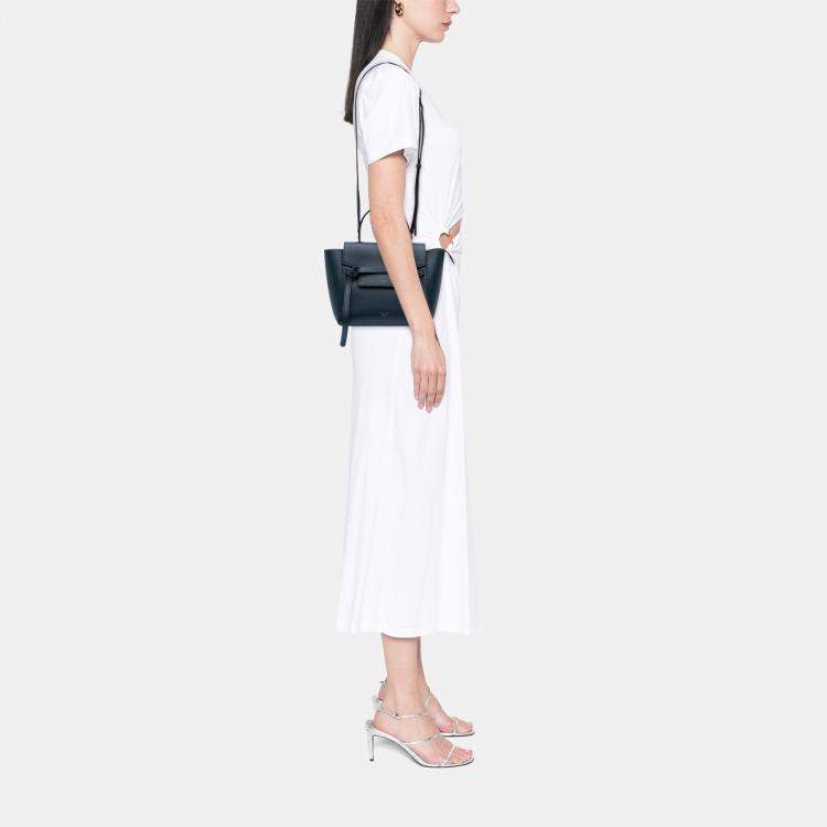 Pre Owned Celine Blue Pico Grained Calfskin Belt Bag