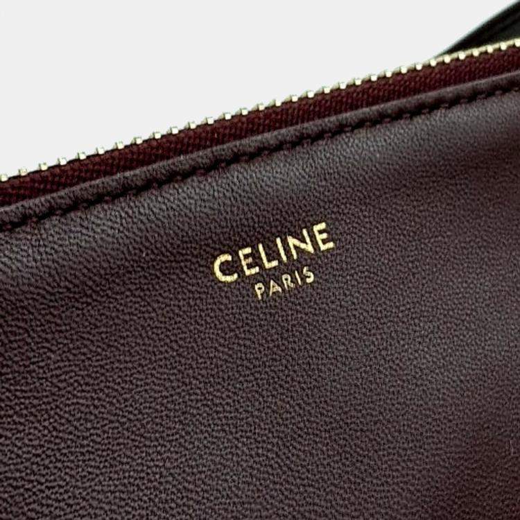 Pre Owned Celine Burgundy Leather Trio Bag Small