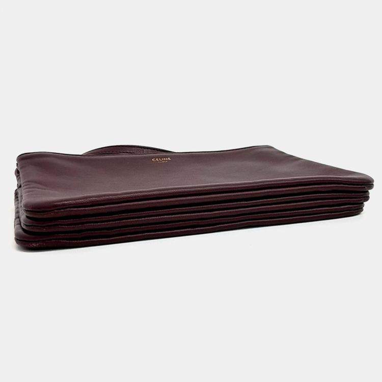 Pre Owned Celine Burgundy Leather Trio Bag Small