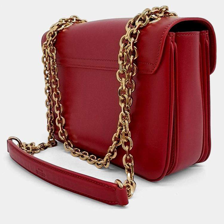 Pre Owned Celine Red Leather C Chain Shoulder Bag