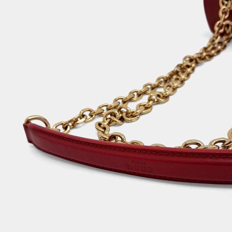 Pre Owned Celine Red Leather C Chain Shoulder Bag