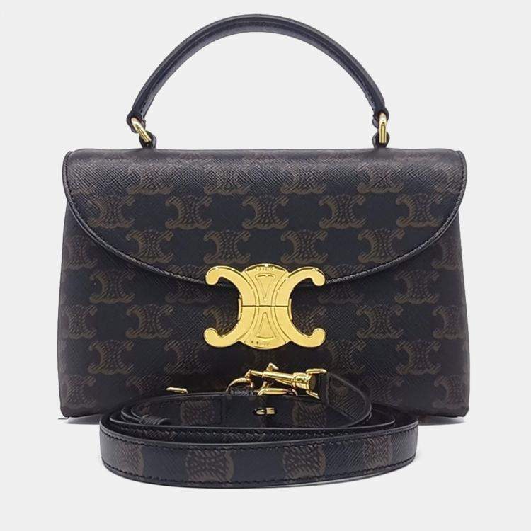 Pre Owned Celine Black Brown Coated Canvas Teen Nino Bag