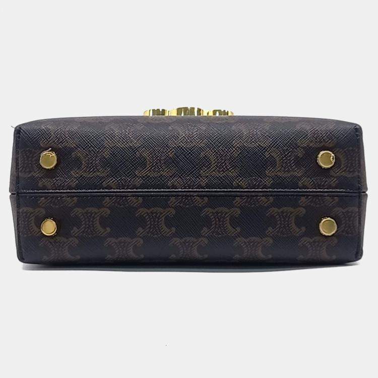 Pre Owned Celine Black Brown Coated Canvas Teen Nino Bag