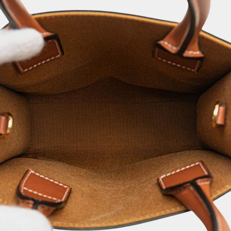 Pre Owned Celine Brown Mini Triomphe Coated Canvas Vertical Cabas Satchel