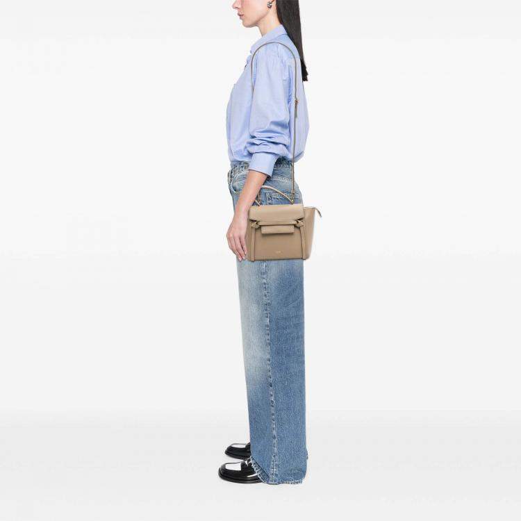 Pre Owned Celine Beige Nano Grained Calfskin Belt Bag