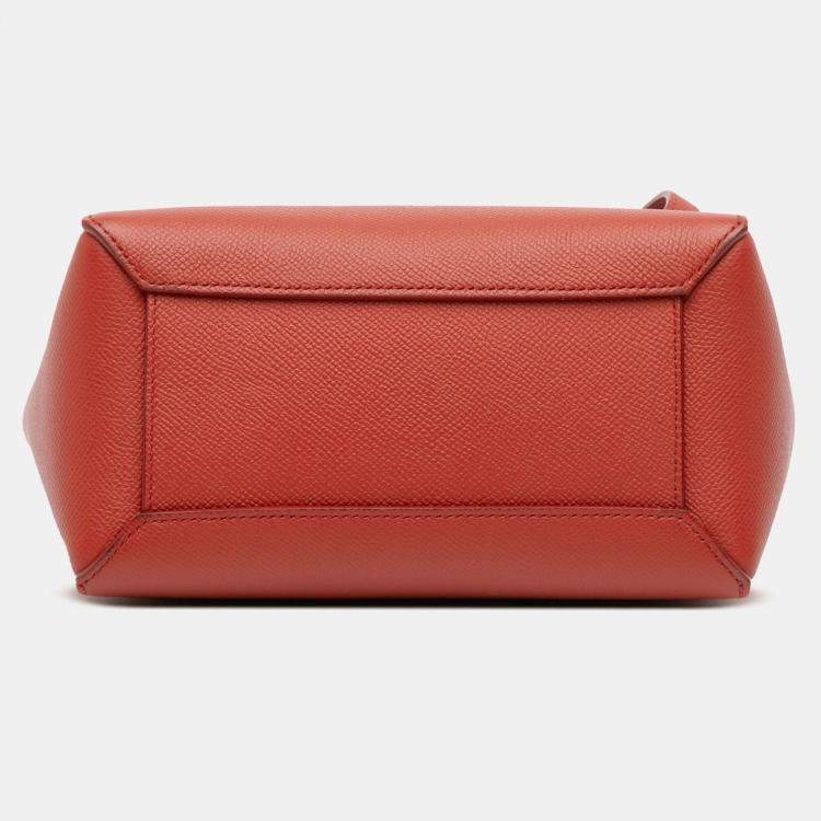 Pre Owned Celine Orange Nano Grained Calfskin Belt Bag