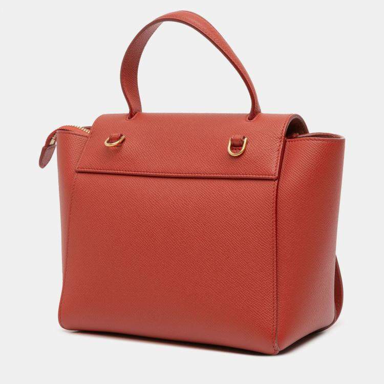 Pre Owned Celine Orange Nano Grained Calfskin Belt Bag
