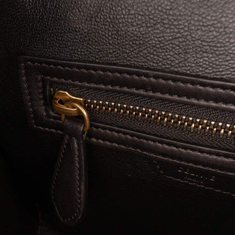 Pre Owned Celine Black/White Micro Bicolor Leather Luggage Tote