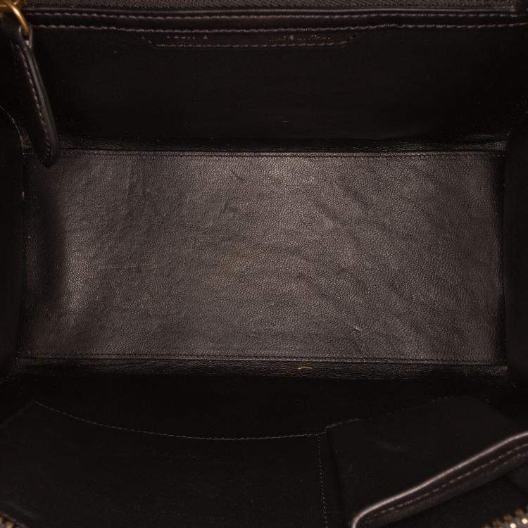 Pre Owned Celine Black/White Micro Bicolor Leather Luggage Tote