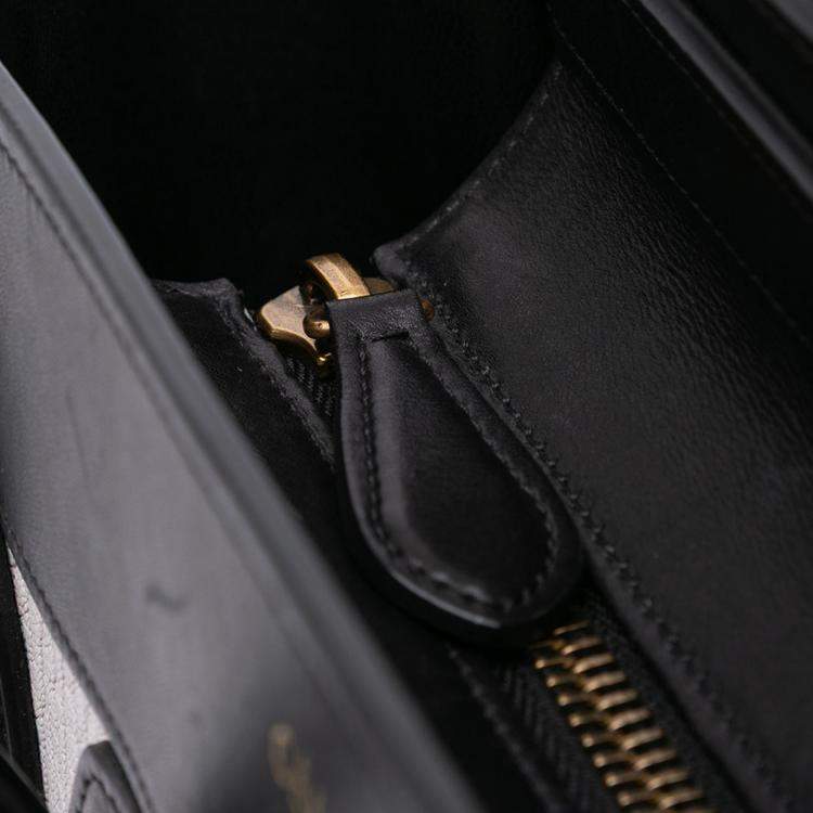 Pre Owned Celine Black/White Micro Bicolor Leather Luggage Tote