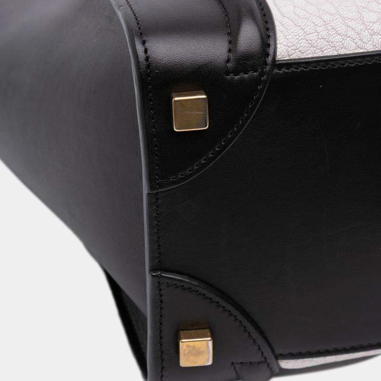 Pre Owned Celine Black/White Micro Bicolor Leather Luggage Tote