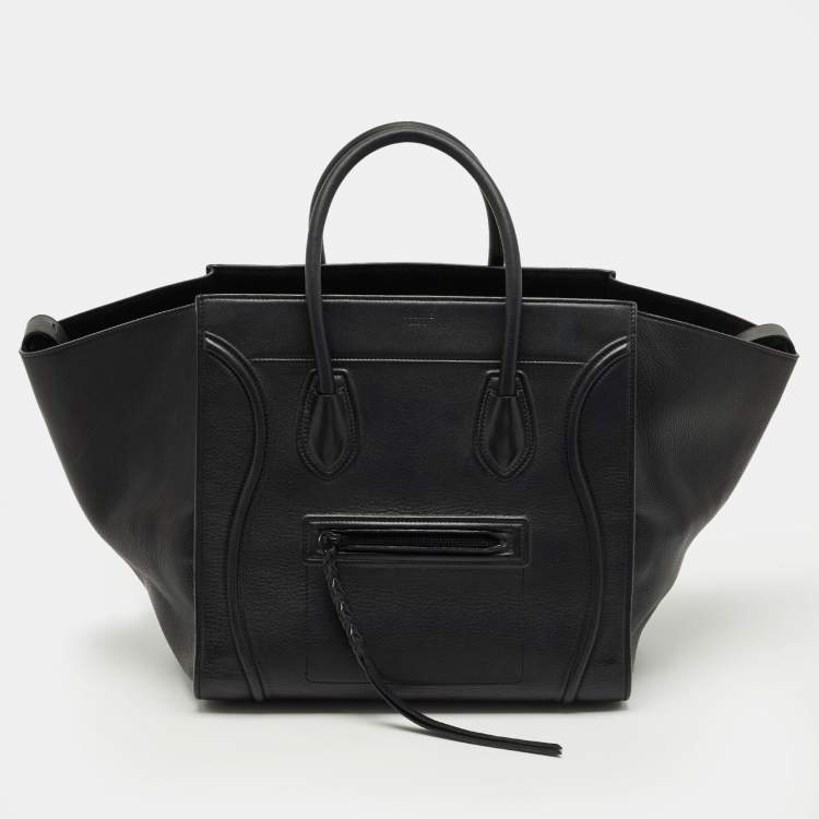 Pre Owned Celine Black Leather Medium Phantom Luggage Tote