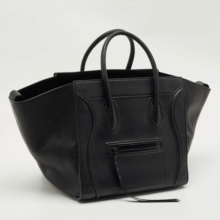 Pre Owned Celine Black Leather Medium Phantom Luggage Tote