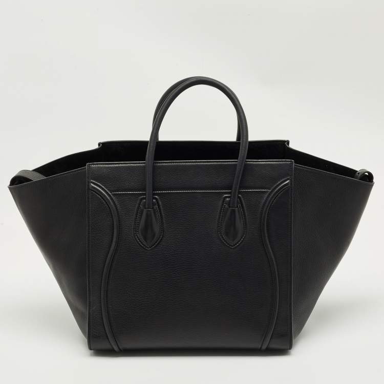 Pre Owned Celine Black Leather Medium Phantom Luggage Tote