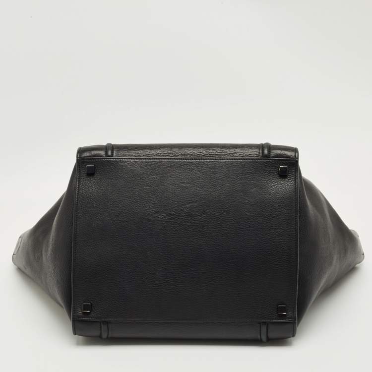 Pre Owned Celine Black Leather Medium Phantom Luggage Tote