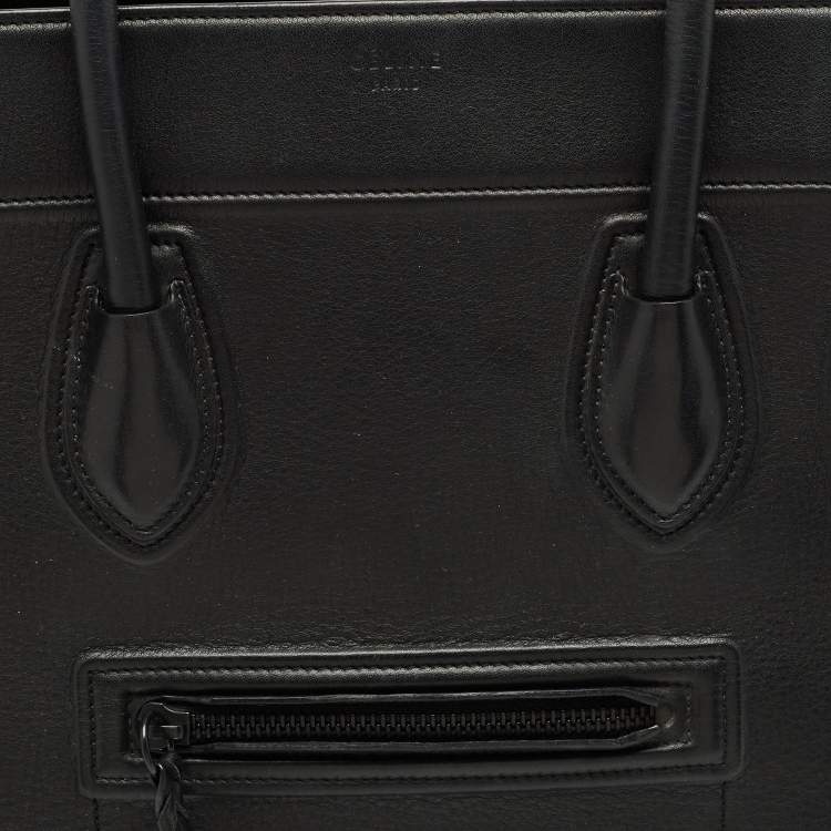 Pre Owned Celine Black Leather Medium Phantom Luggage Tote