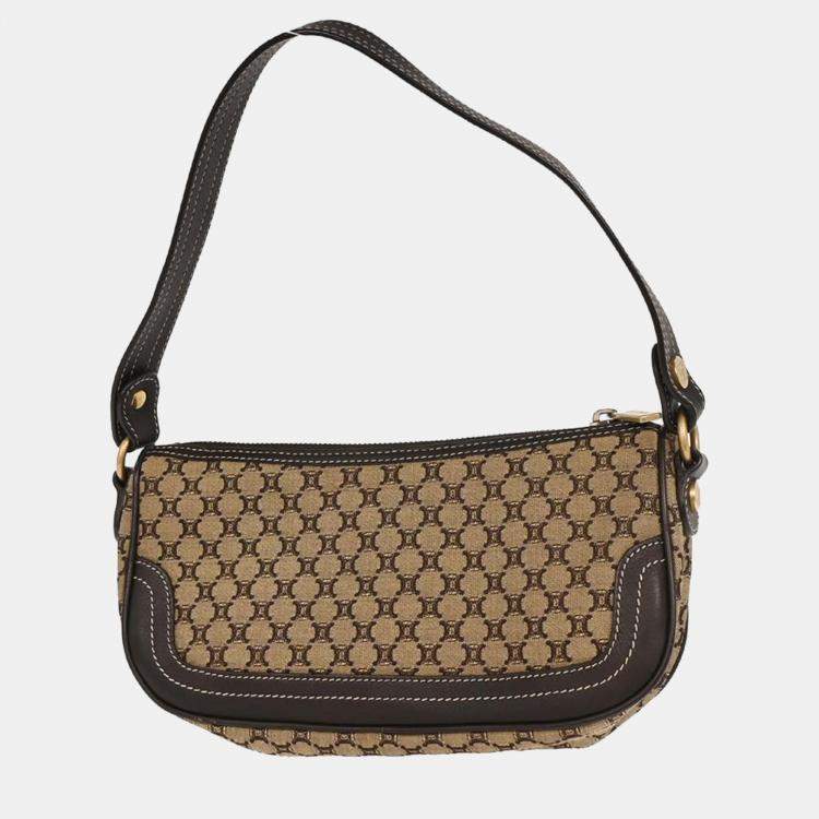 Pre Owned Celine Brown Canvas Macadam Handbag