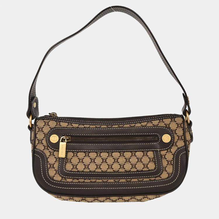 Pre Owned Celine Brown Canvas Macadam Handbag