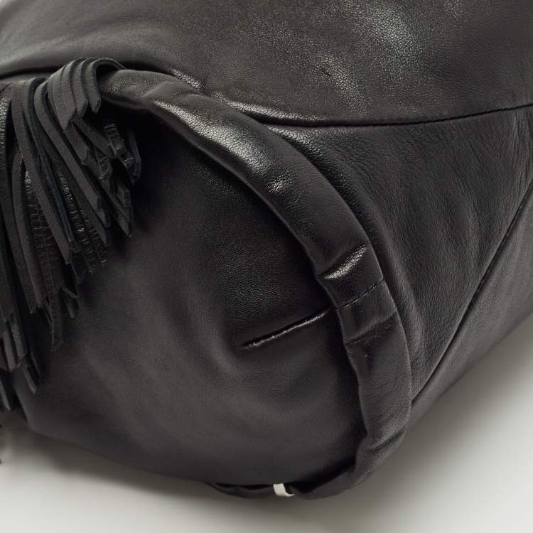 Pre Owned Celine Black Leather Fringe Dimitri Shoulder Bag