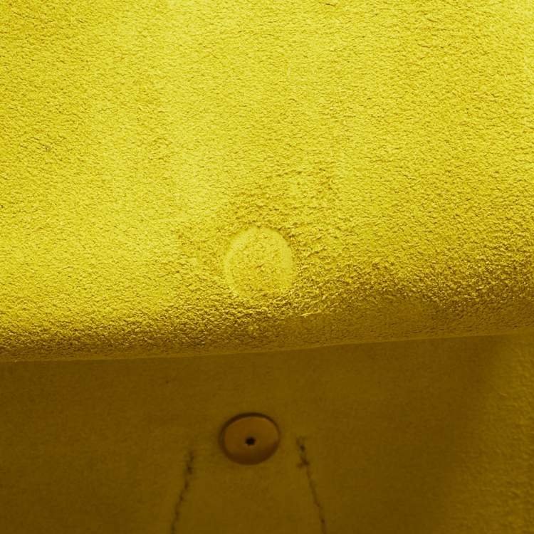 Pre Owned Celine Lime Yellow Leather Mini Tie Tote