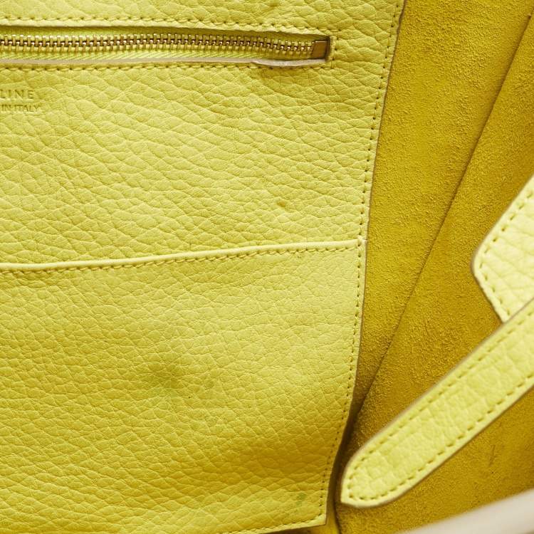 Pre Owned Celine Lime Yellow Leather Mini Tie Tote