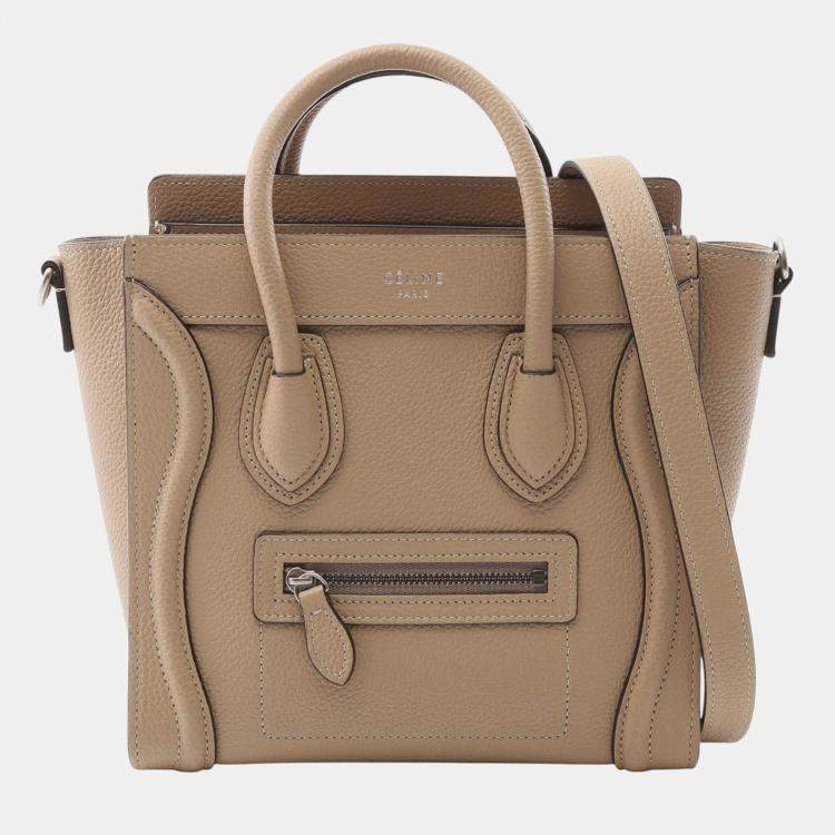 Pre Owned Celine Brown Nano Leather Luggage Tote