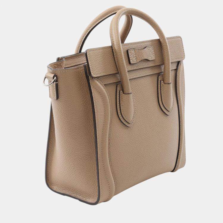 Pre Owned Celine Brown Nano Leather Luggage Tote