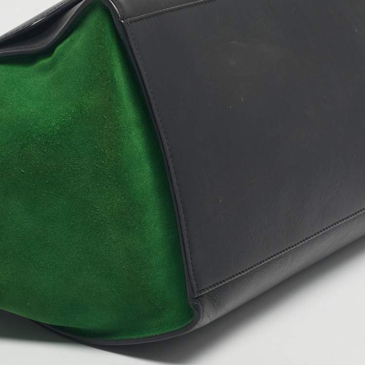 Pre Owned Celine Tricolor Leather and Suede Medium Trapeze Bag