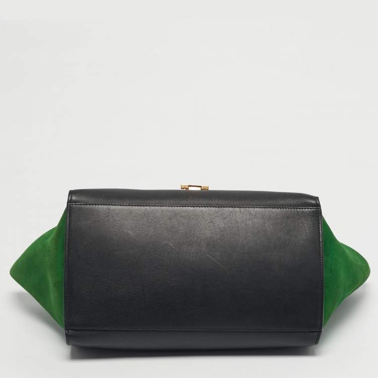 Pre Owned Celine Tricolor Leather and Suede Medium Trapeze Bag