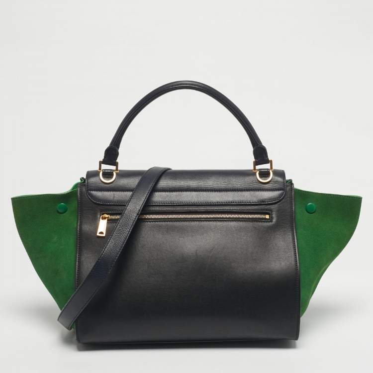Pre Owned Celine Tricolor Leather and Suede Medium Trapeze Bag