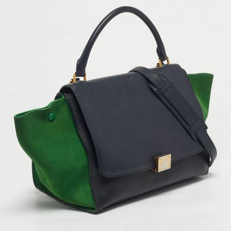 Pre Owned Celine Tricolor Leather and Suede Medium Trapeze Bag