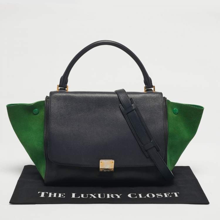 Pre Owned Celine Tricolor Leather and Suede Medium Trapeze Bag