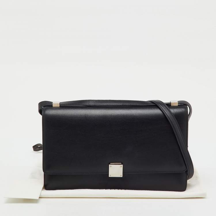 Pre Owned Celine Black/Brown Python and Leather Medium Case Flap Shoulder Bag