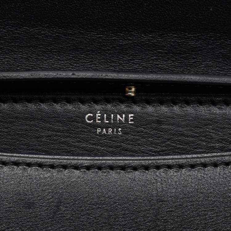 Pre Owned Celine Black/Brown Python and Leather Medium Case Flap Shoulder Bag