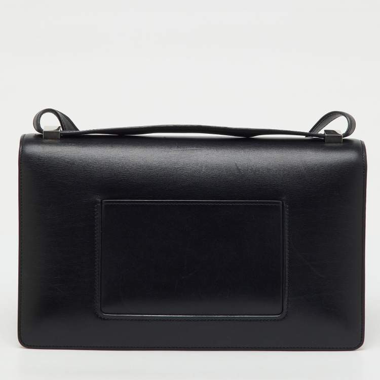Pre Owned Celine Black/Brown Python and Leather Medium Case Flap Shoulder Bag