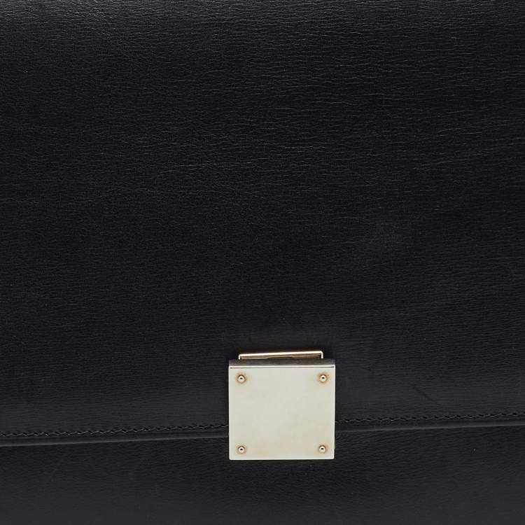 Pre Owned Celine Black/Brown Python and Leather Medium Case Flap Shoulder Bag