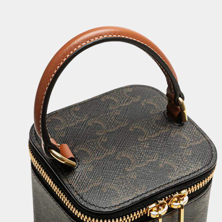 Pre Owned Celine Brown Mini Triomphe Coated Canvas Vanity Case