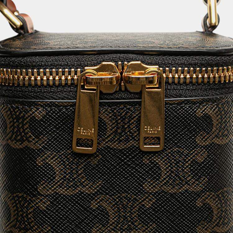 Pre Owned Celine Brown Mini Triomphe Coated Canvas Vanity Case