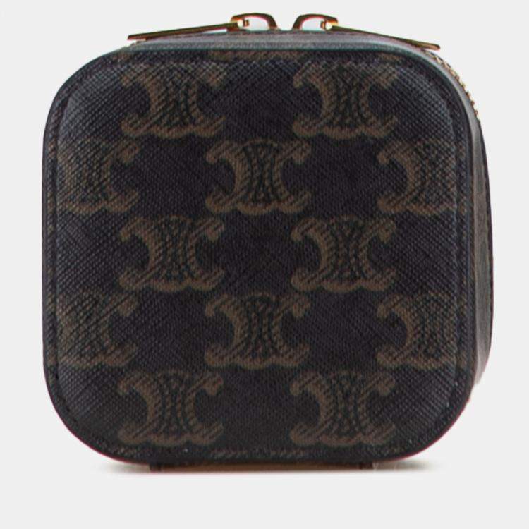Pre Owned Celine Brown Mini Triomphe Coated Canvas Vanity Case