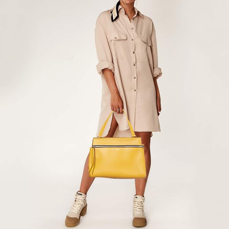 Pre Owned Céline Yellow Leather Small Edge Bag