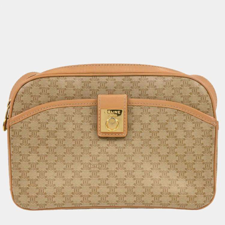 Pre Owned Celine Beige PVC Macadam Shoulder Bag