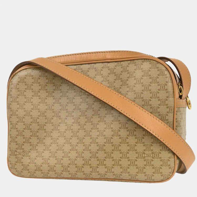 Pre Owned Celine Beige PVC Macadam Shoulder Bag