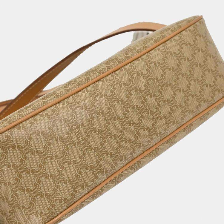Pre Owned Celine Beige PVC Macadam Shoulder Bag