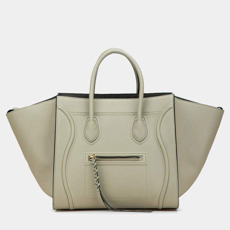 Pre Owned Celine Green Medium Leather Luggage Phantom Tote
