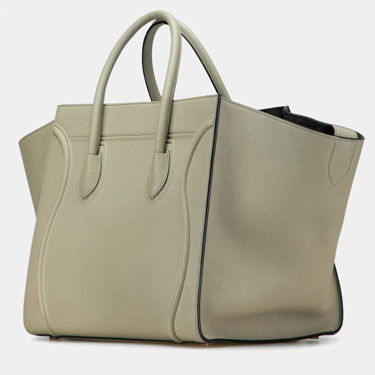 Pre Owned Celine Green Medium Leather Luggage Phantom Tote