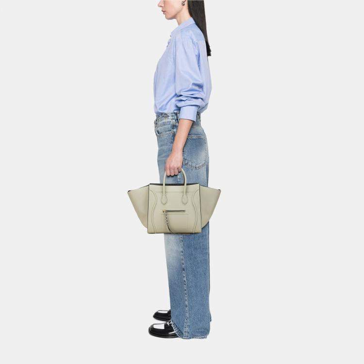 Pre Owned Celine Green Medium Leather Luggage Phantom Tote
